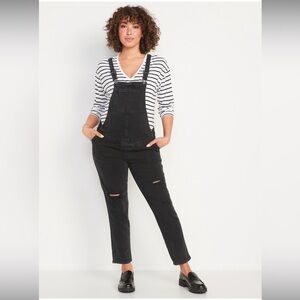 MATERNITY BLACK DENIM OVERALLS